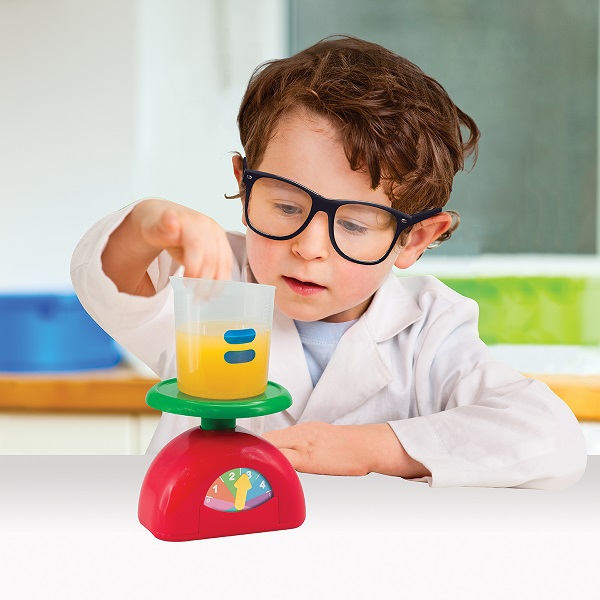 small scientist making experiments
