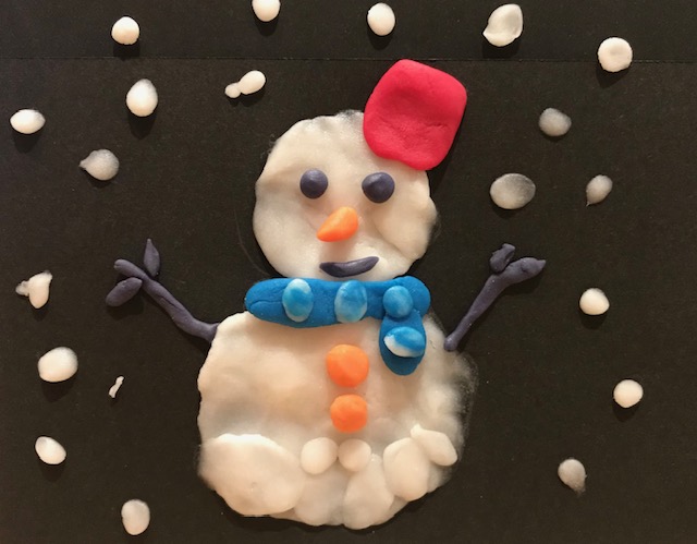 かんてんネンドで雪だるまの絵をつくろう かんてんネンドで雪だるまの絵をつくろう