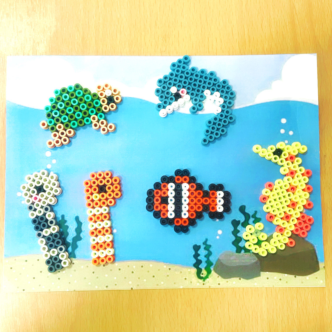アイロンビーズでつくる海の生き物たち